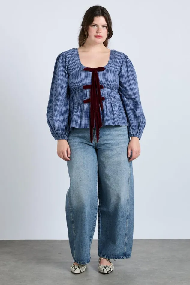 Women Damson Madder Occasion Wear Dakota Blouse 8211 Blue Check