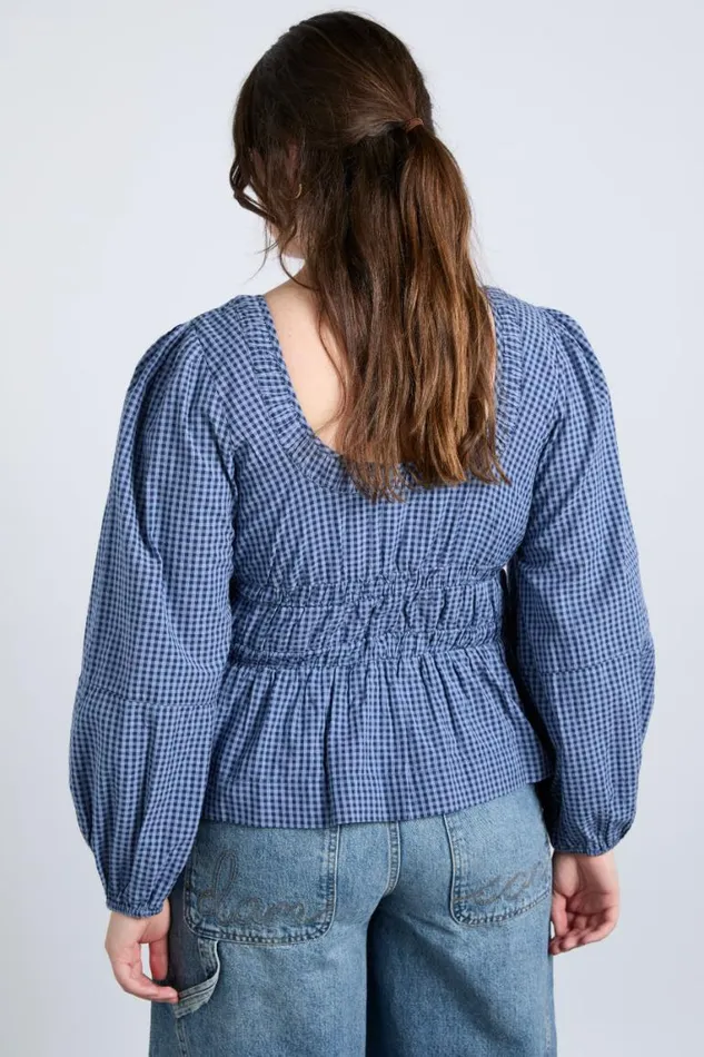 Women Damson Madder Occasion Wear Dakota Blouse 8211 Blue Check