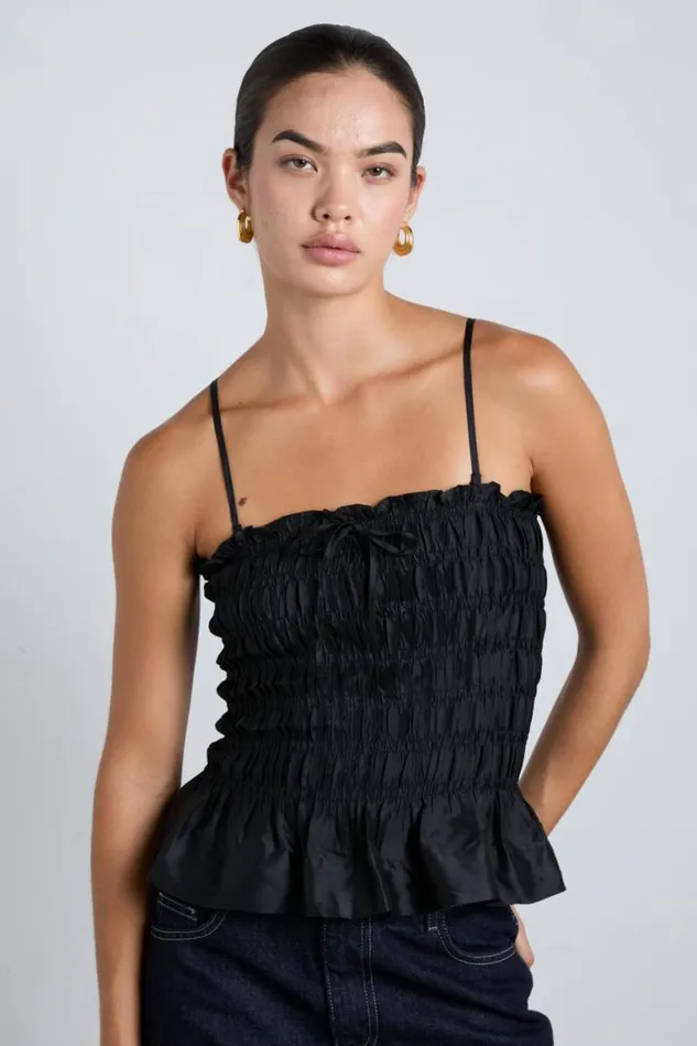 Women Damson Madder Occasion Wear Elsa Shirred Cami 8211 Black Taffeta