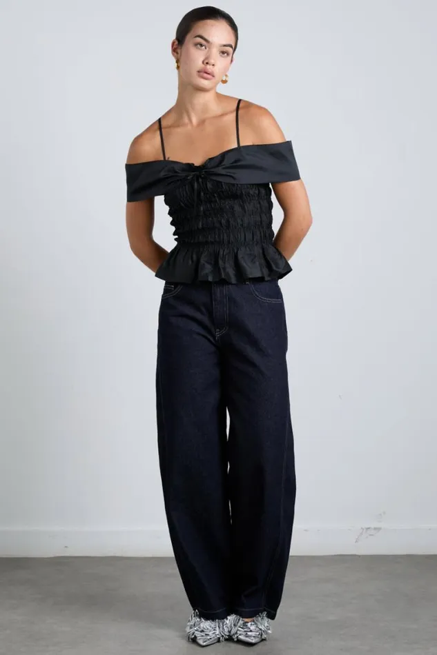 Women Damson Madder Occasion Wear Elsa Shirred Cami 8211 Black Taffeta