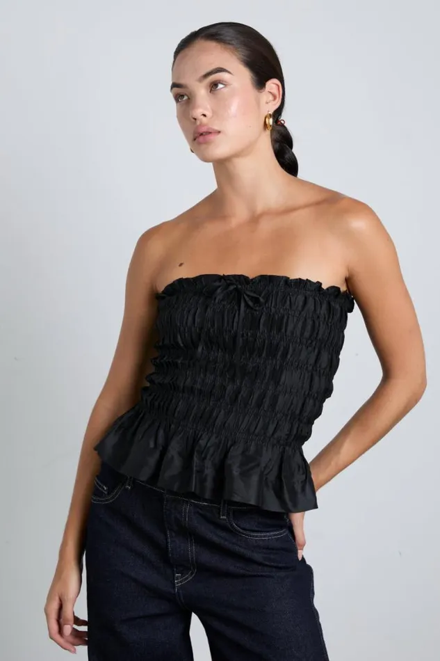 Women Damson Madder Occasion Wear Elsa Shirred Cami 8211 Black Taffeta