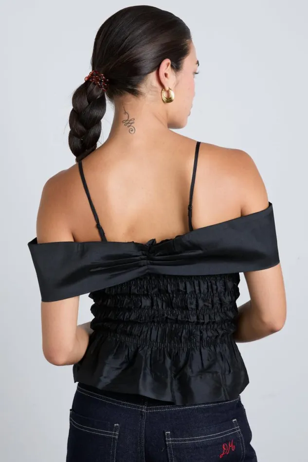 Women Damson Madder Occasion Wear Elsa Shirred Cami 8211 Black Taffeta