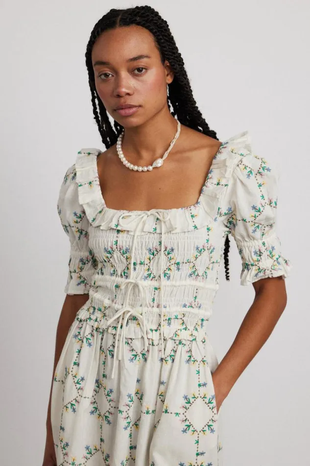 Women Damson Madder Occasion Wear Heidi Embroidered Midi Dress