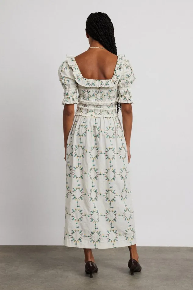 Women Damson Madder Occasion Wear Heidi Embroidered Midi Dress