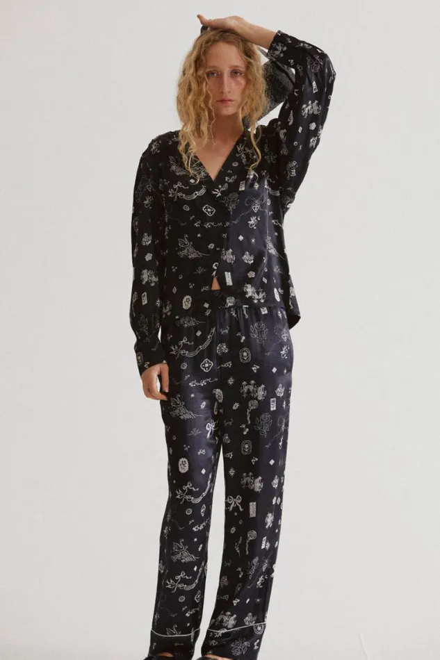 Women Damson Madder Occasion Wear Joni Pants 8211 Symbol Print