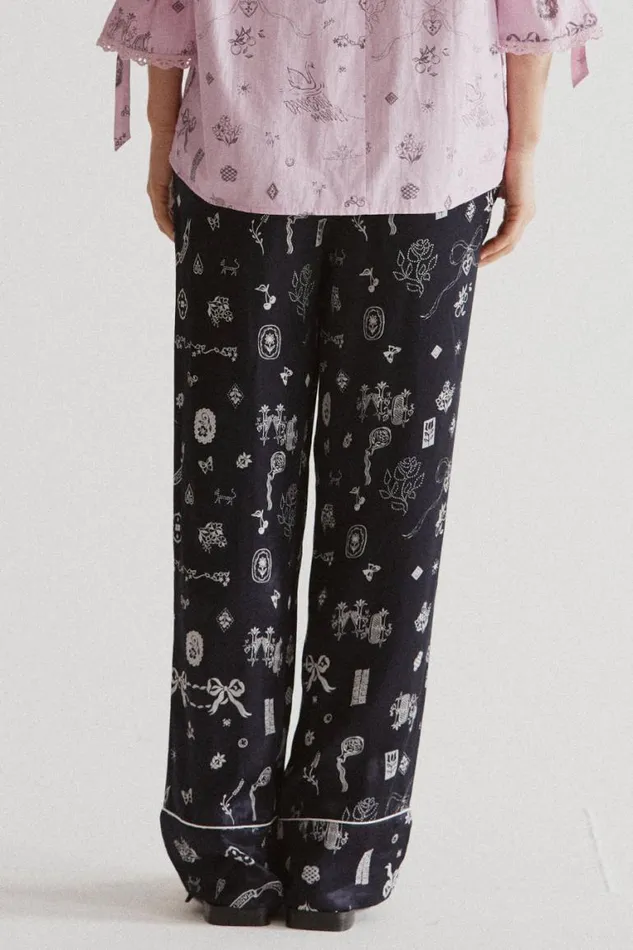 Women Damson Madder Occasion Wear Joni Pants 8211 Symbol Print