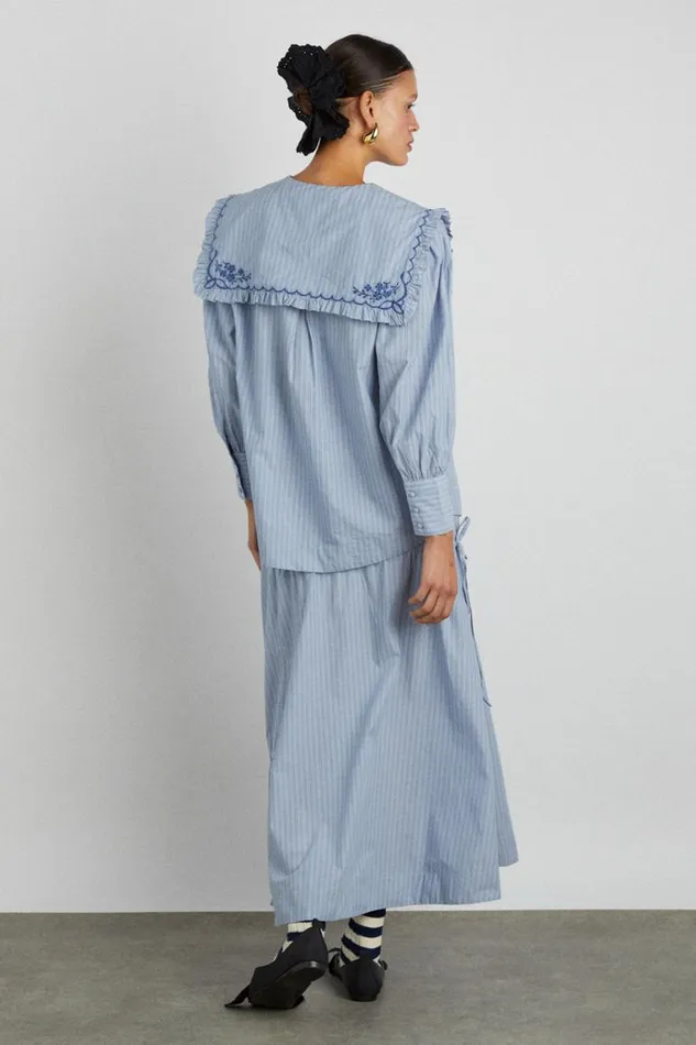 Women Damson Madder Occasion Wear Nordine Square Collar Blouse 8211 Blue Stripe