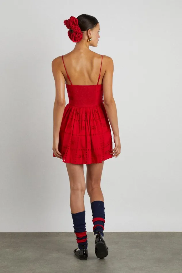 Women Damson Madder Occasion Wear Penelope Mini 8211 Red Broderie