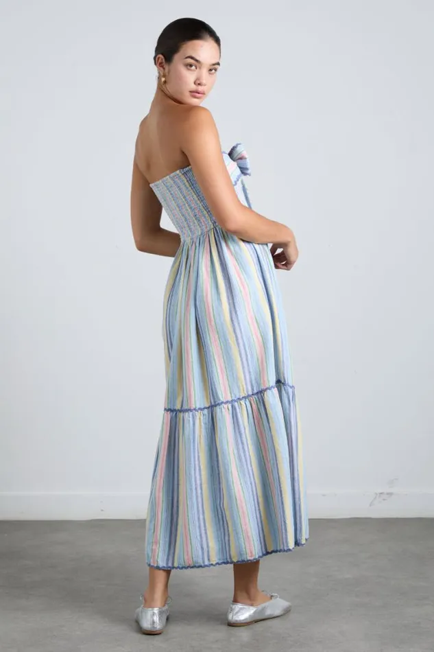Women Damson Madder Occasion Wear Pia Midi Dress 8211 Pastel Stripe