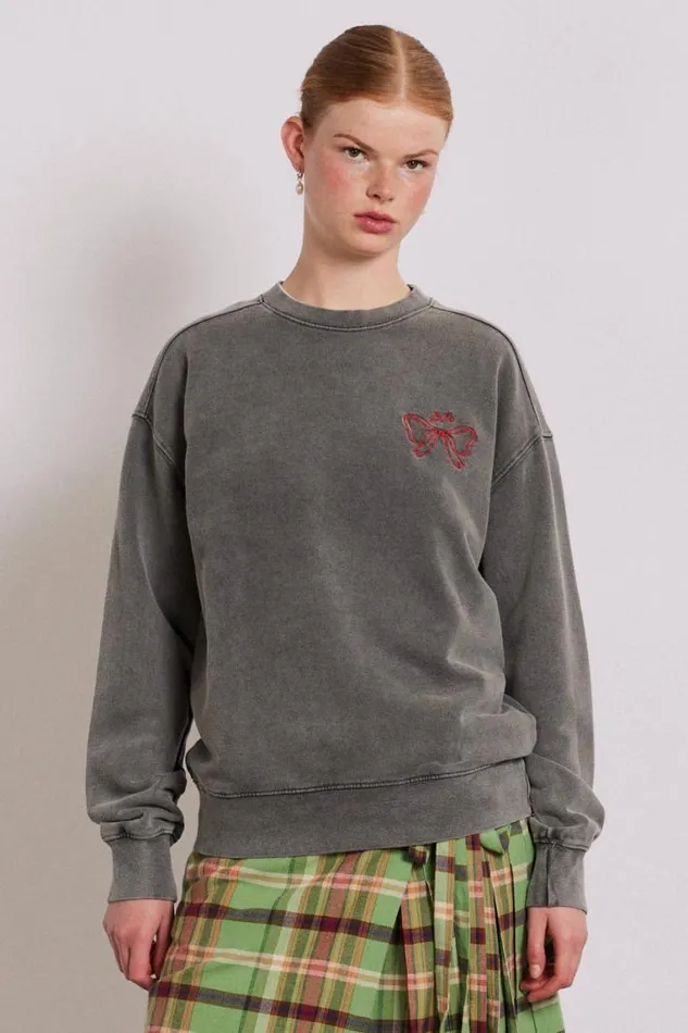 Women Damson Madder Pullover and Fleeces Bow Logo Crew Neck Sweat