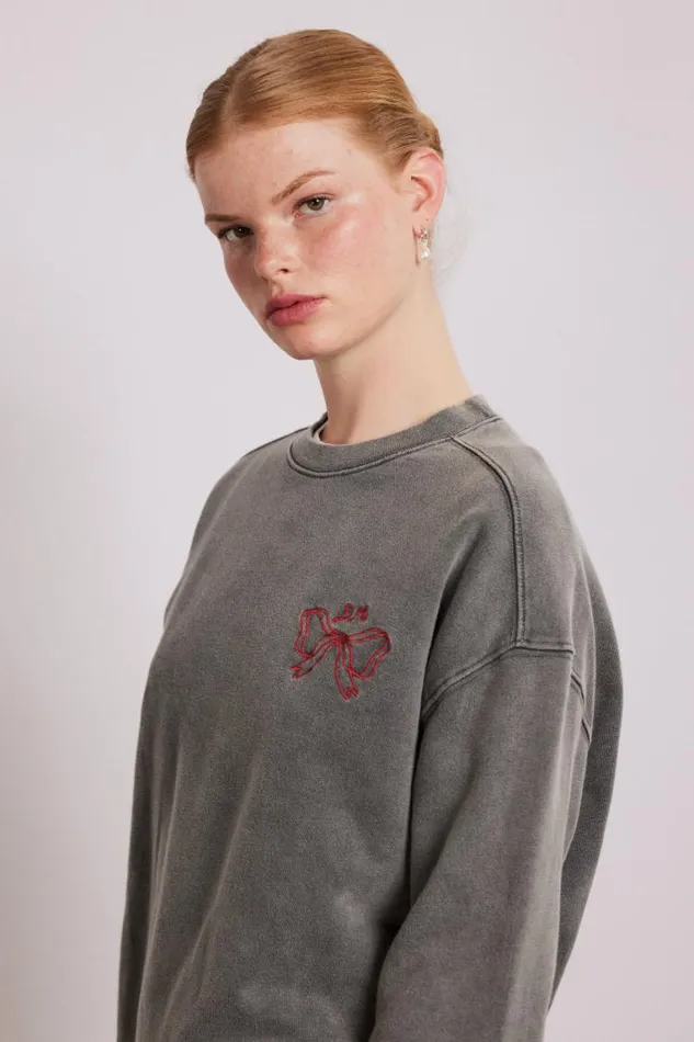 Women Damson Madder Pullover and Fleeces Bow Logo Crew Neck Sweat