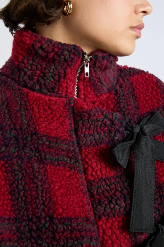 Women Damson Madder Pullover and Fleeces Ingrid Borg Jacket 8211 Red Check