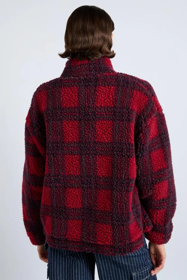 Women Damson Madder Pullover and Fleeces Ingrid Borg Jacket 8211 Red Check