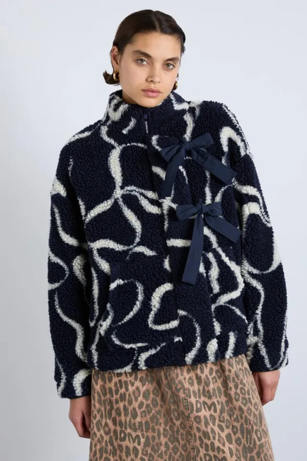 Women Damson Madder Pullover and Fleeces Ingrid Borg Jacket Navy Bows