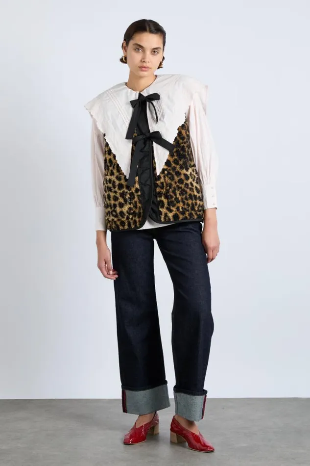 Women Damson Madder Pullover and Fleeces Marta Borg Gilet 8211 Leopard