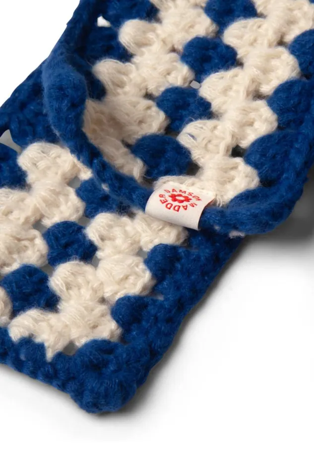 Women Damson Madder Scarves Crochet Stripe Scarf 8211 Blue