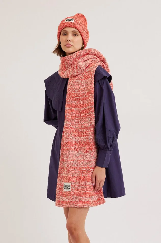 Women Damson Madder Scarves Flecked Yarn Scarf 8211 Red