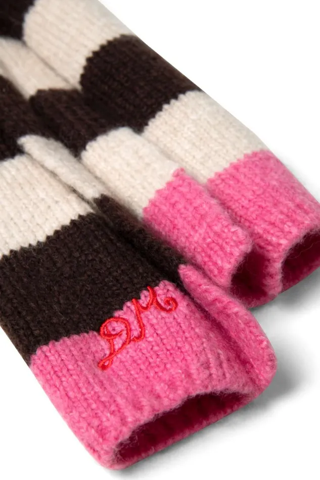 Women Damson Madder Scarves Skinny Stripe Scarf In Choc and Ecru
