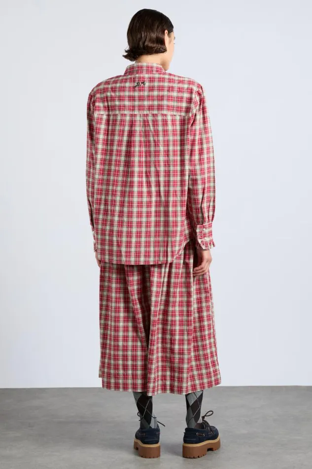 Women Damson Madder Skirts Bronte Button Through Midi Skirt 8211 Red Check