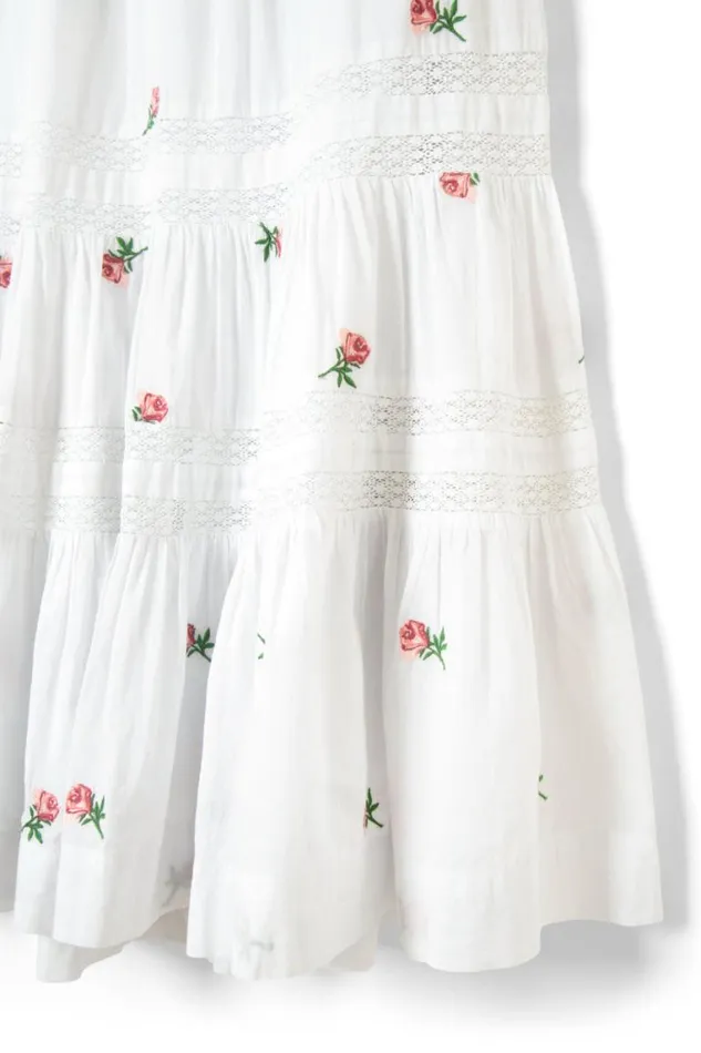 Women Damson Madder Skirts Eden Lace Midi Skirt 8211 Rose Embroidery