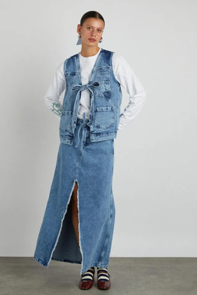 Women Damson Madder Skirts Kaia Denim Maxi Skirt