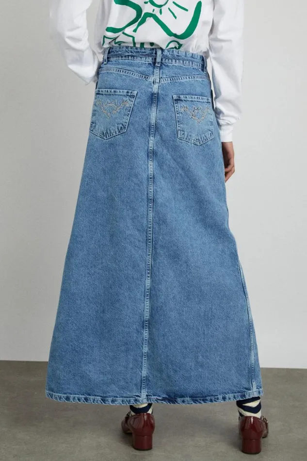Women Damson Madder Skirts Kaia Denim Maxi Skirt