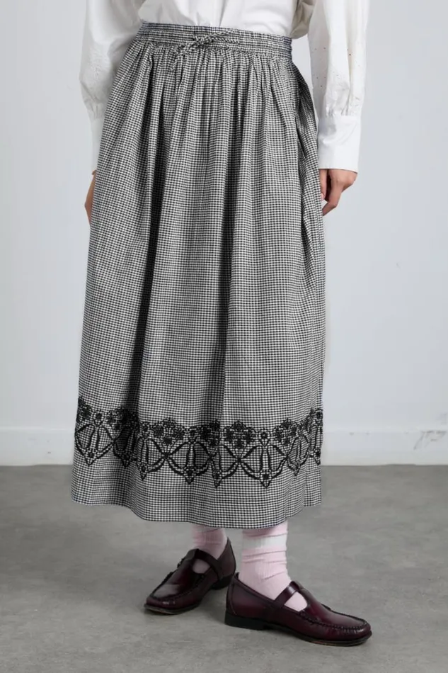 Women Damson Madder Skirts Keeley Midi Skirt 8211 Black Gingham