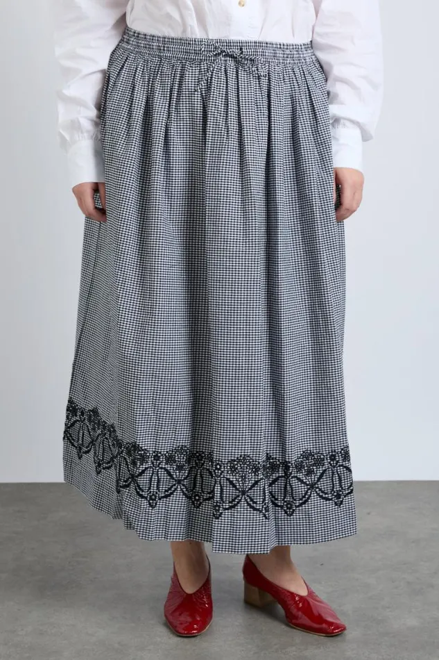 Women Damson Madder Skirts Keeley Midi Skirt 8211 Black Gingham