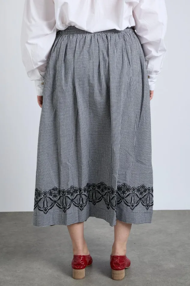 Women Damson Madder Skirts Keeley Midi Skirt 8211 Black Gingham