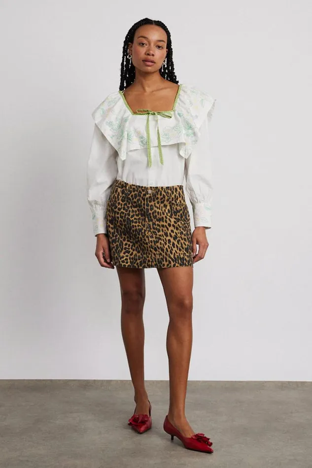 Women Damson Madder Skirts Lily Denim Mini Skirt Leopard