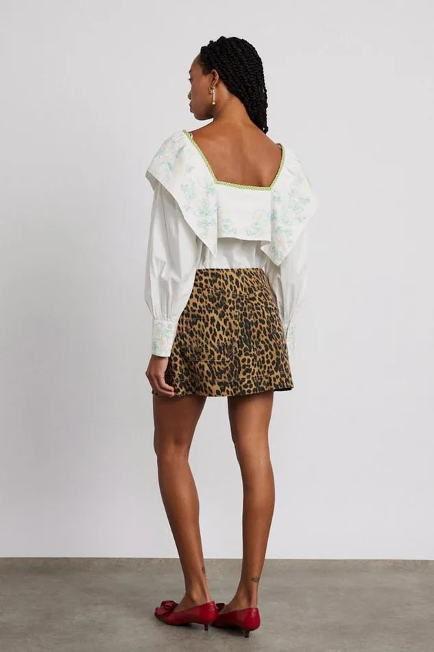 Women Damson Madder Skirts Lily Denim Mini Skirt Leopard
