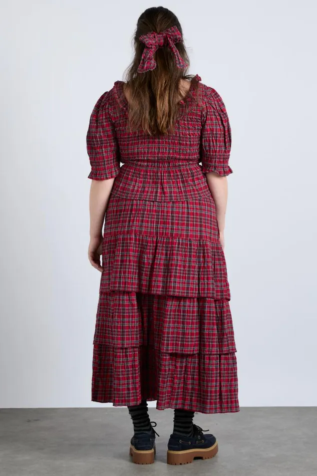 Women Damson Madder Skirts Malika Ra Ra Midi Skirt 8211 Red Check
