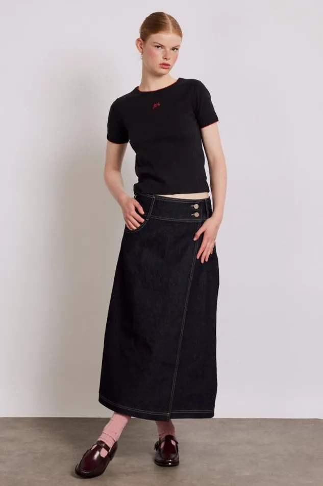 Women Damson Madder Skirts Raye Denim Skirt 8211 Dark Indigo