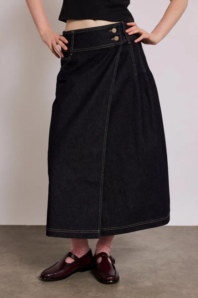 Women Damson Madder Skirts Raye Denim Skirt 8211 Dark Indigo