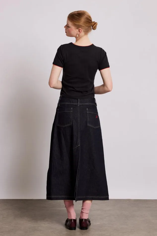Women Damson Madder Skirts Raye Denim Skirt 8211 Dark Indigo