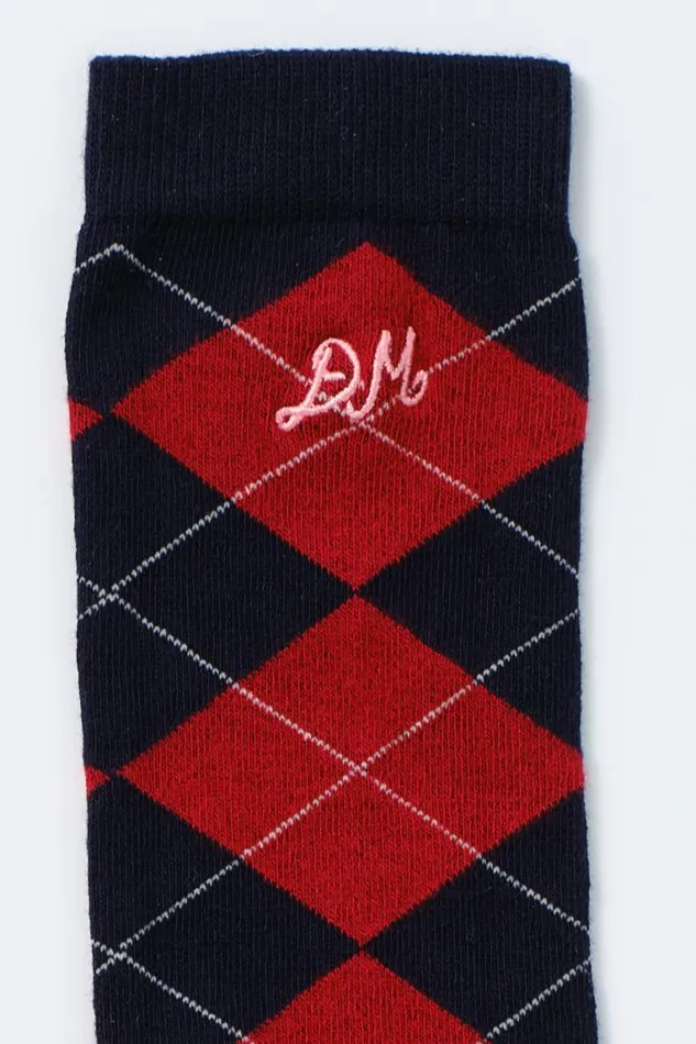 Women Damson Madder Socks Knee Length Socks 8211 Navy Argyle