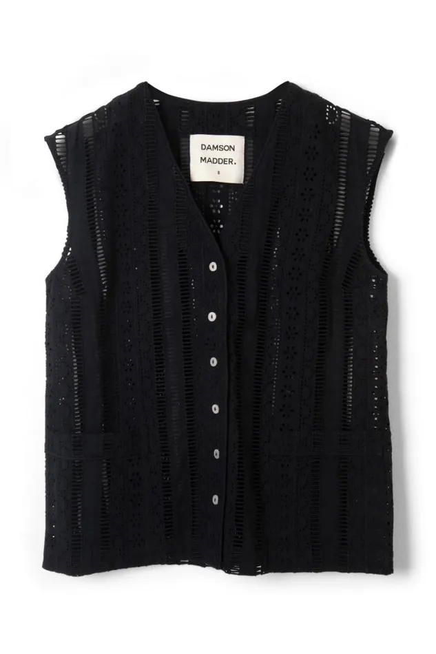 Women Damson Madder Tops Alys Vest 8211 Black Broderie