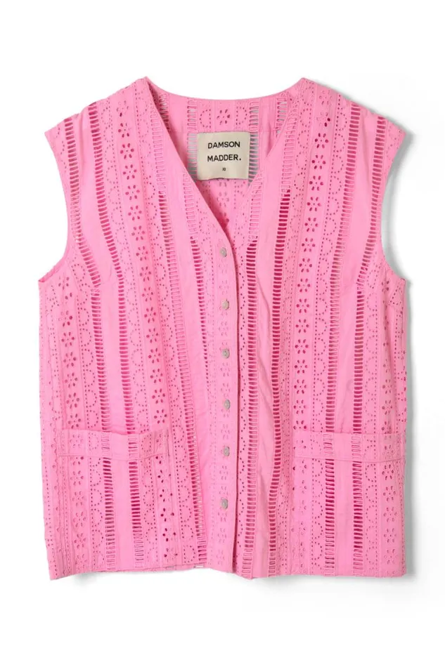 Women Damson Madder Tops Alys Vest 8211 Pink Broderie