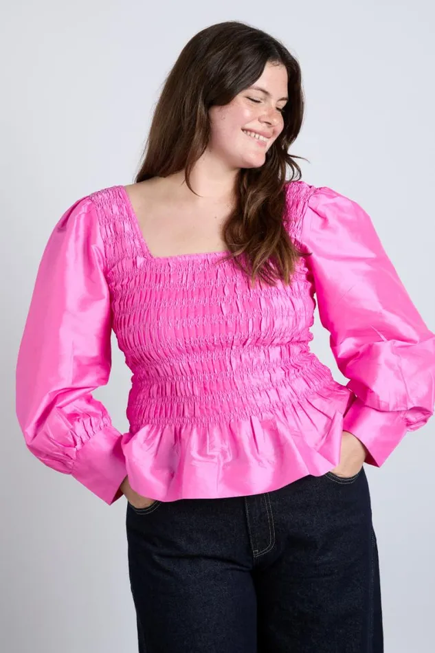 Women Damson Madder Tops Ariana Blouse 8211 Pink Taffeta
