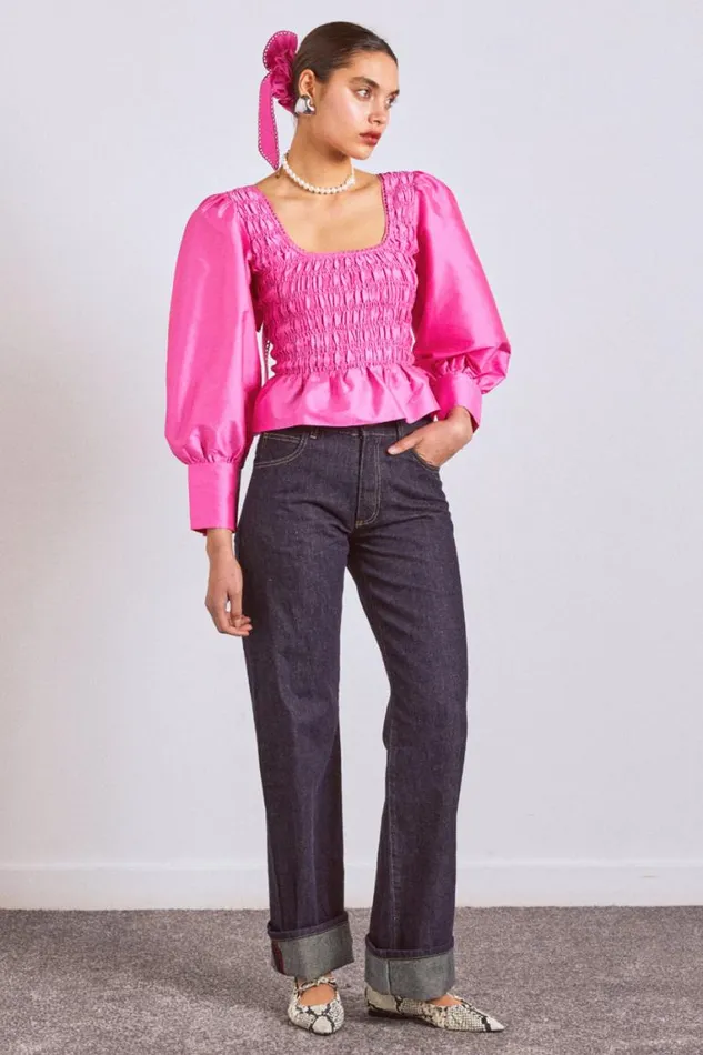 Women Damson Madder Tops Ariana Blouse 8211 Pink Taffeta