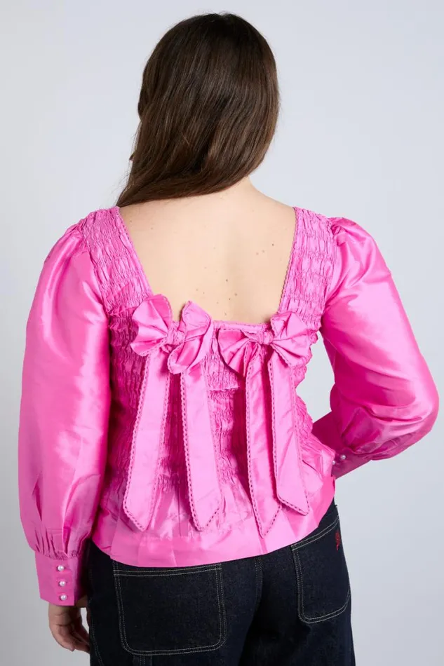 Women Damson Madder Tops Ariana Blouse 8211 Pink Taffeta