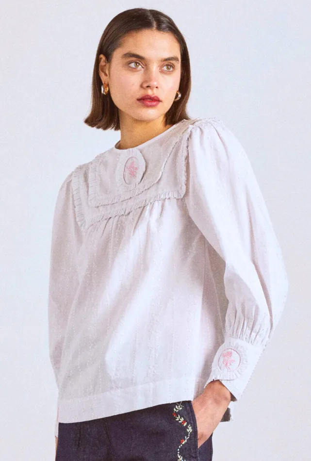 Women Damson Madder Tops Beatrice Victoriana Blouse White