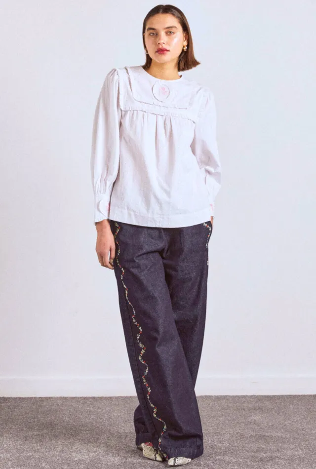 Women Damson Madder Tops Beatrice Victoriana Blouse White
