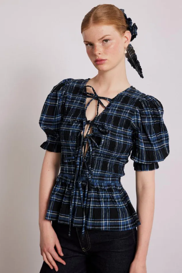 Women Damson Madder Tops Bluebelle Blouse 8211 Navy Check