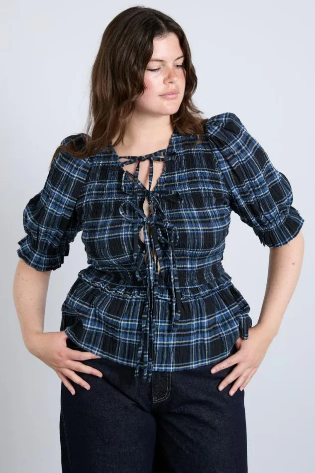 Women Damson Madder Tops Bluebelle Blouse 8211 Navy Check