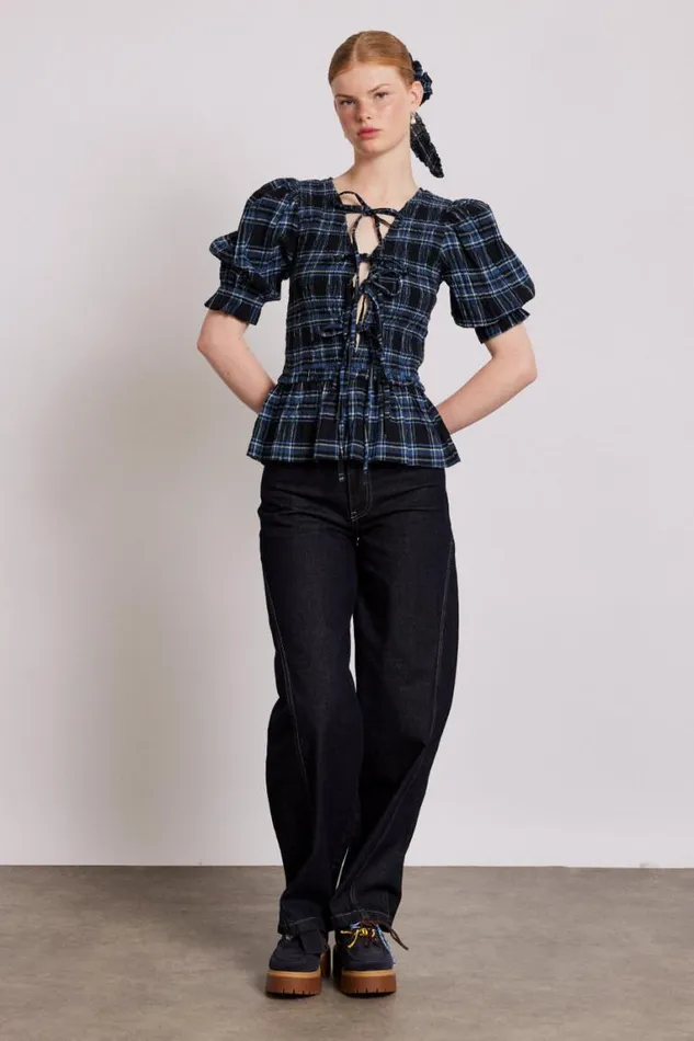 Women Damson Madder Tops Bluebelle Blouse 8211 Navy Check