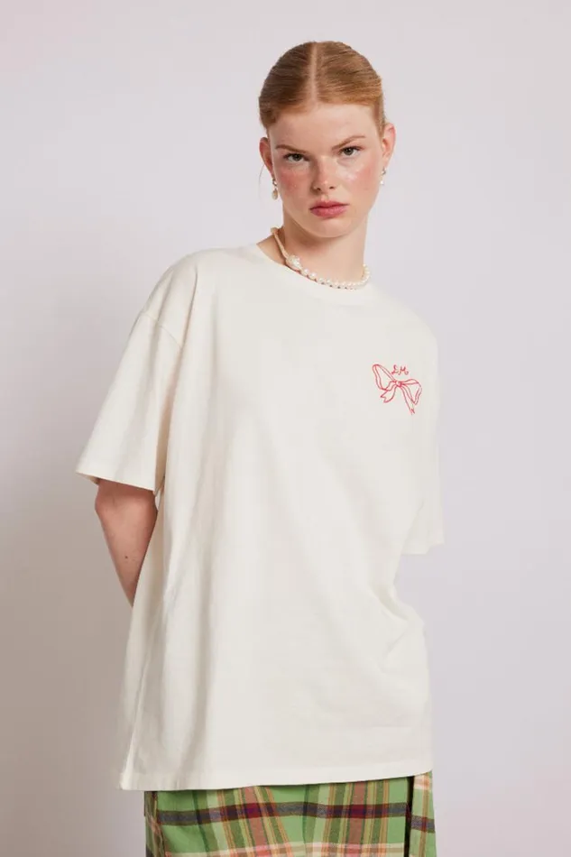 Women Damson Madder Tops Bow Logo Short Sleeve Tee