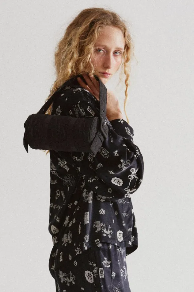 Women Damson Madder Tops Clairo Blouse 8211 Symbol Print