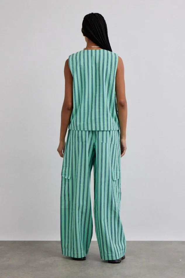 Women Damson Madder Tops Coco Oversized Waistcoat 8211 Mint Stripe