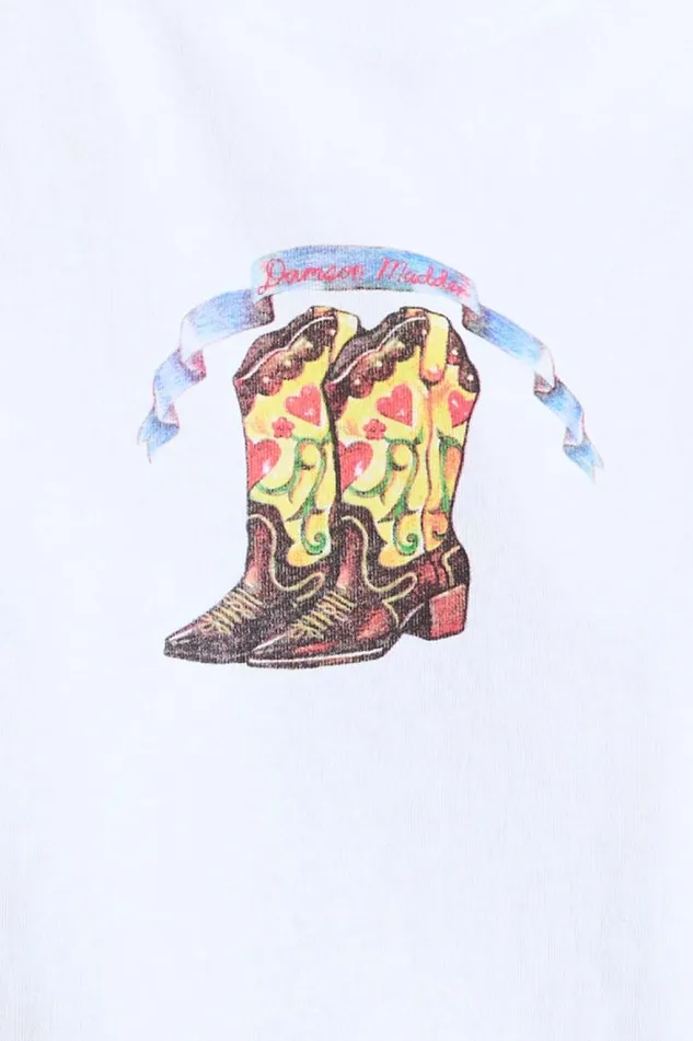 Women Damson Madder Tops Cowboy Boot Shrunken Tee